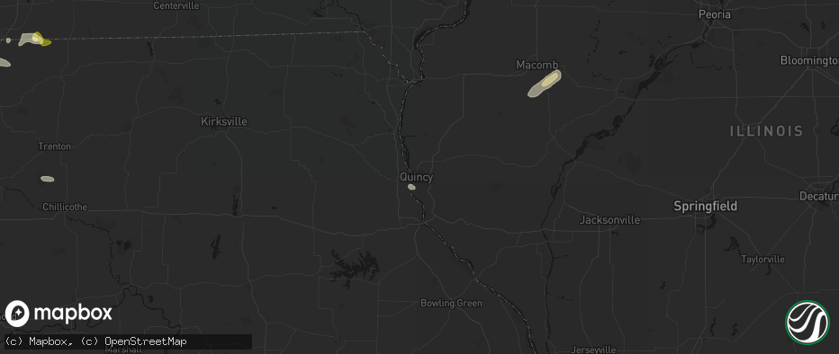 Hail map in Quincy, IL on June 13, 2026