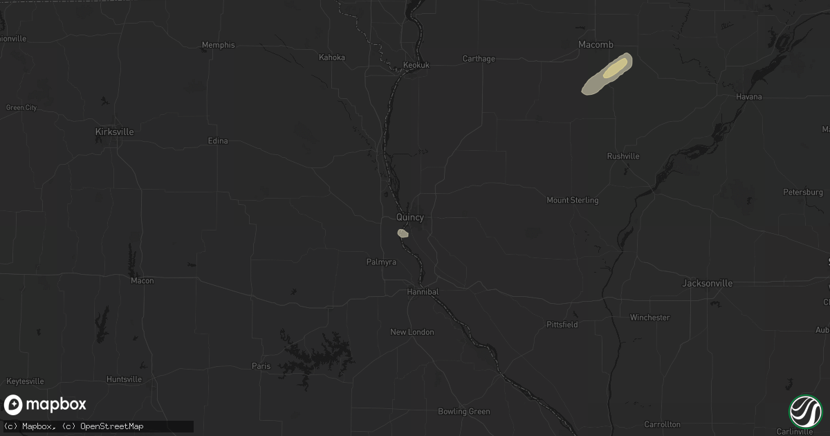 Hail map in Quincy, IL on June 13, 2026