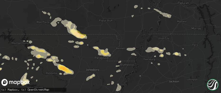 Hail map in Rector, AR on June 13, 2026