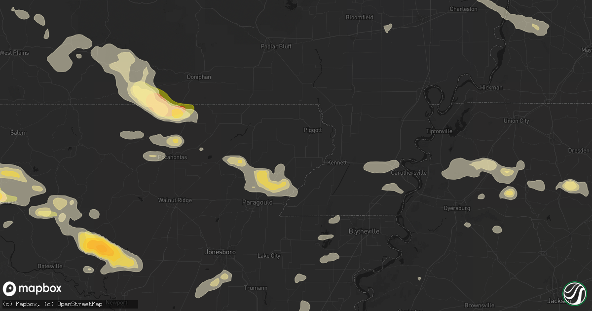 Hail map in Rector, AR on June 13, 2026