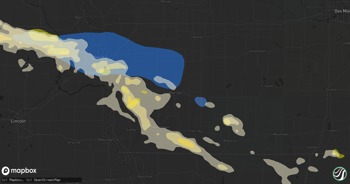Hail map in Red Oak, IA on June 13, 2026