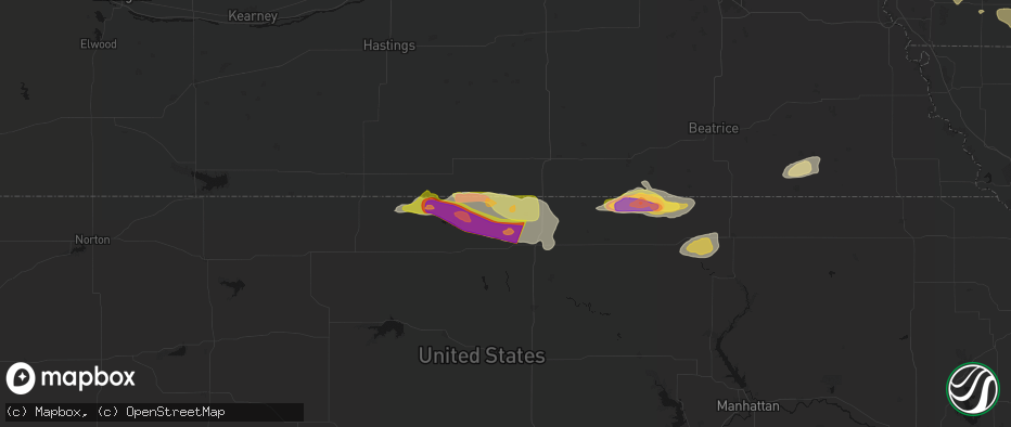Hail map in Republic, KS on June 13, 2026