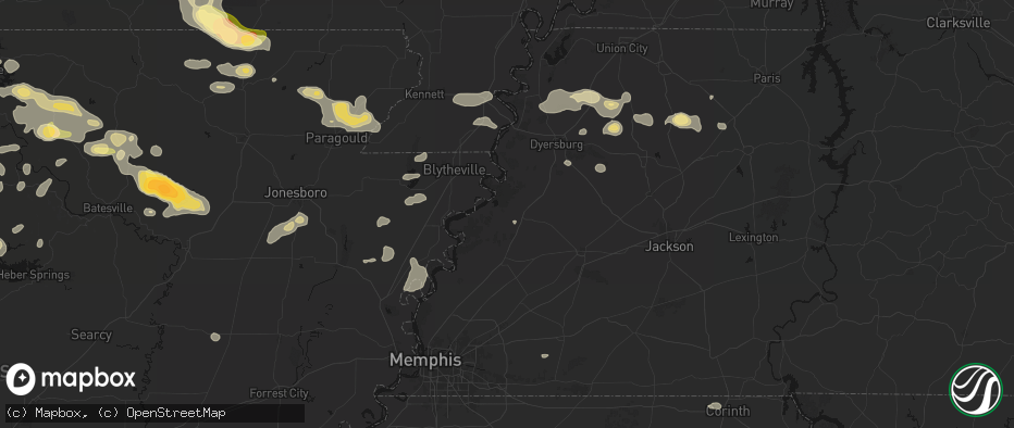 Hail map in Ripley, TN on June 13, 2026