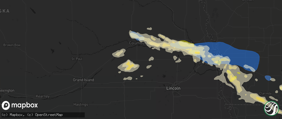 Hail map in Rising City, NE on June 13, 2026