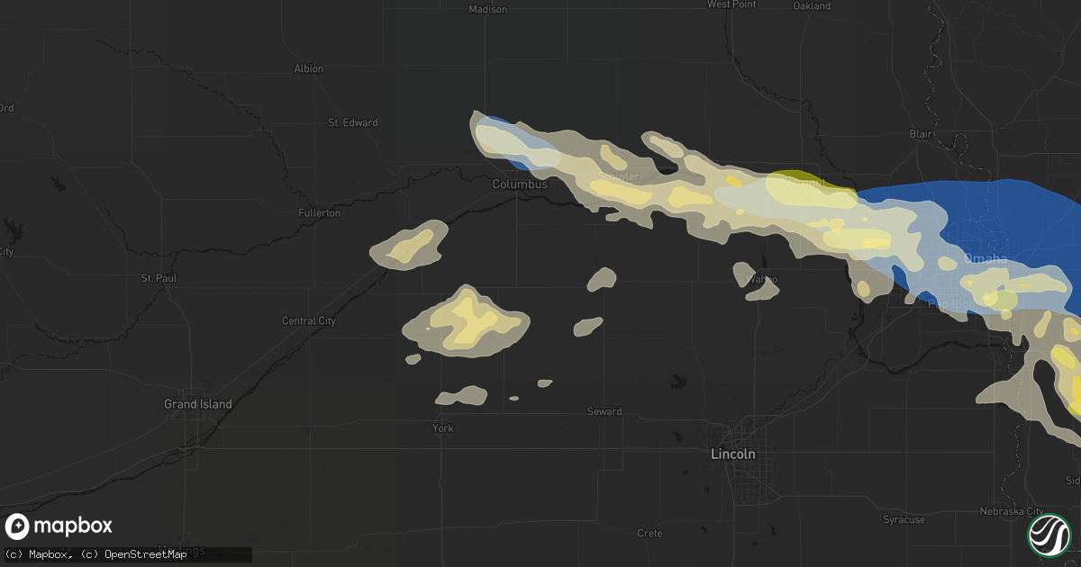 Hail map in Rising City, NE on June 13, 2026