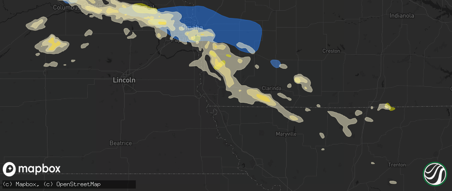 Hail map in Riverton, IA on June 13, 2026