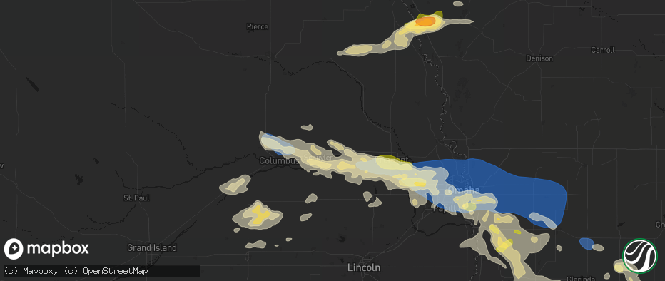 Hail map in Rogers, NE on June 13, 2026