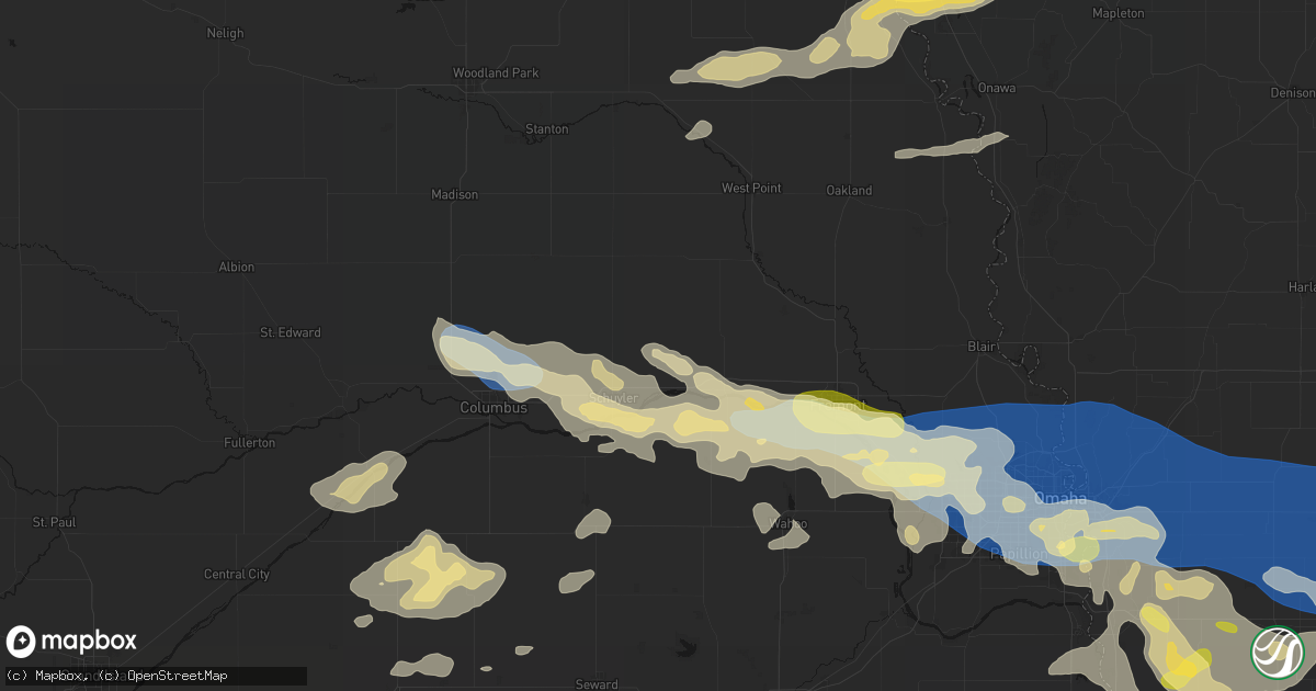 Hail map in Rogers, NE on June 13, 2026