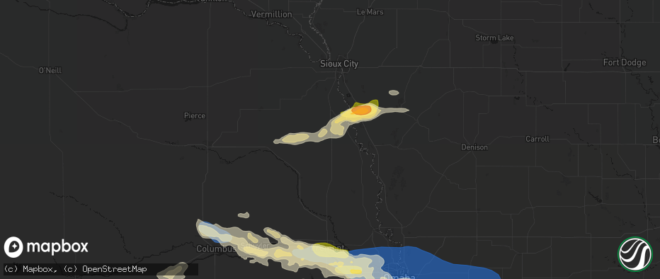 Hail map in Rosalie, NE on June 13, 2026