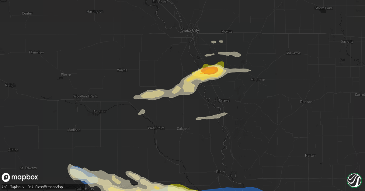 Hail map in Rosalie, NE on June 13, 2026