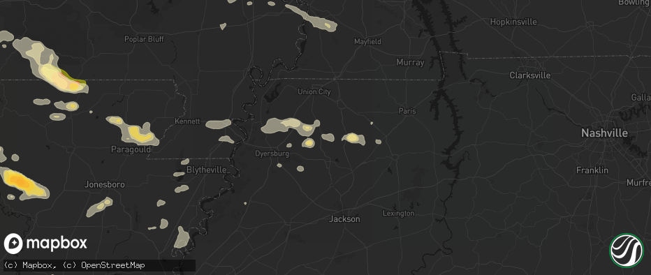 Hail map in Rutherford, TN on June 13, 2026