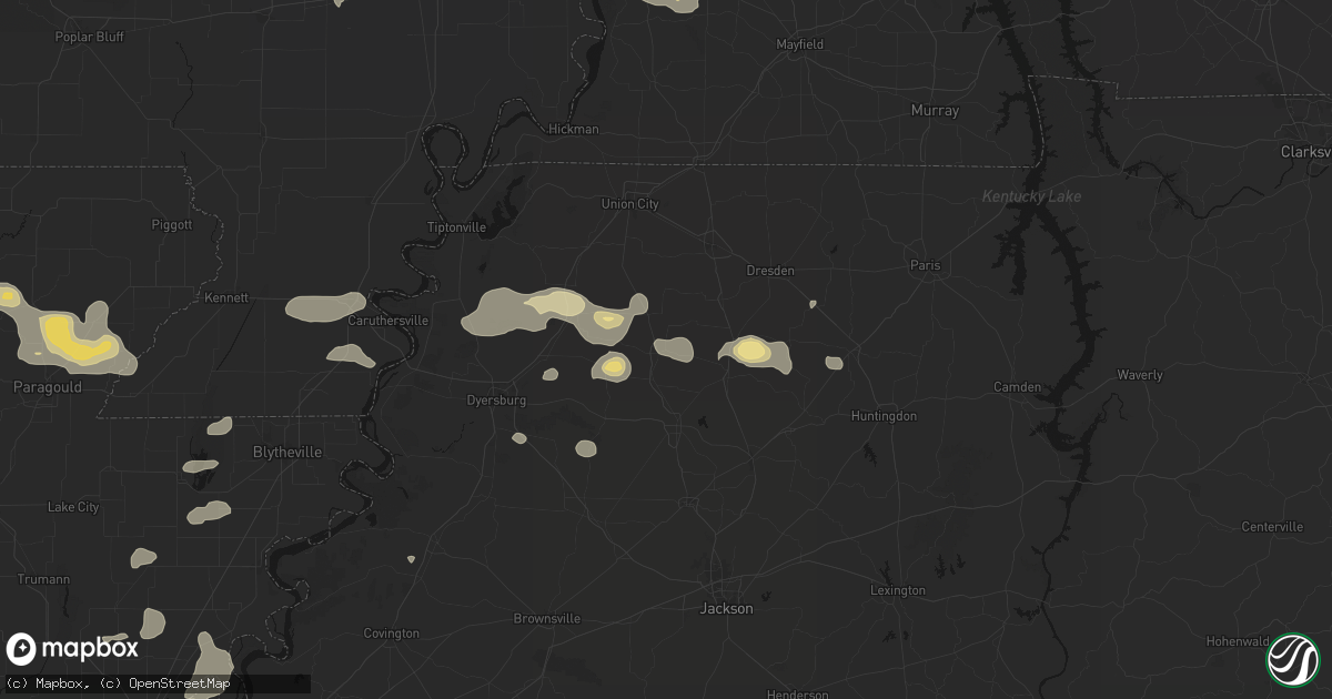 Hail map in Rutherford, TN on June 13, 2026
