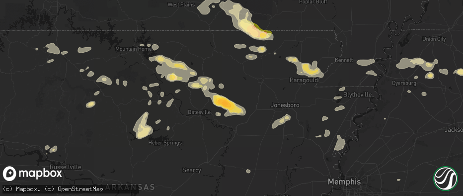 Hail map in Saffell, AR on June 13, 2026