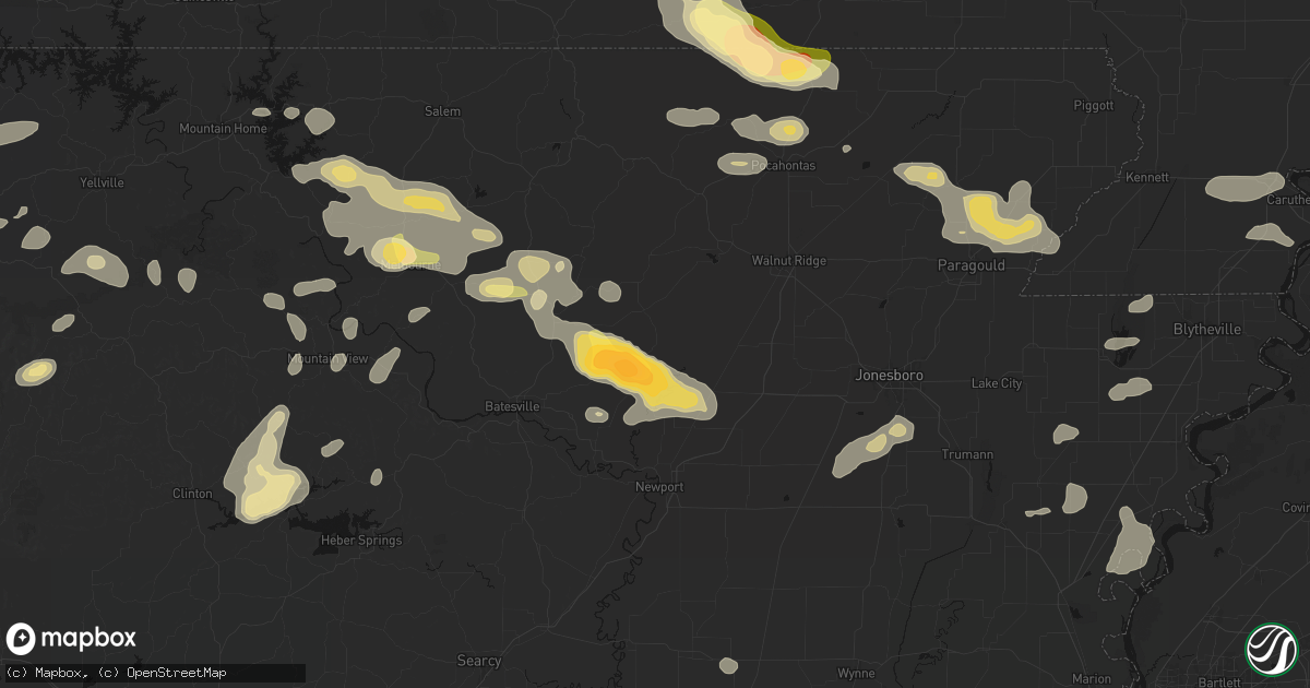 Hail map in Saffell, AR on June 13, 2026