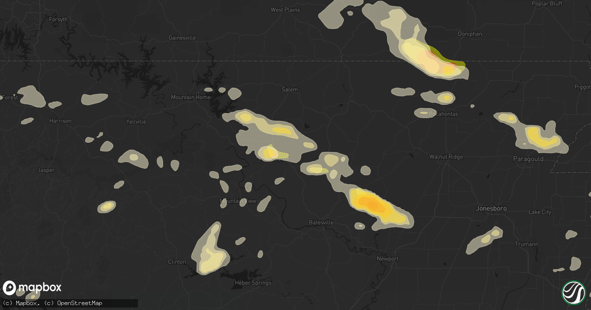 Hail map in Sage, AR on June 13, 2026