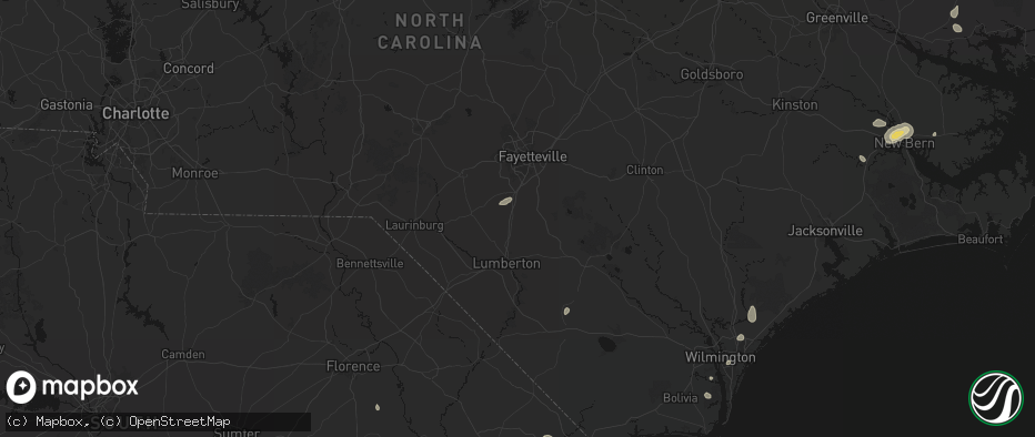 Hail map in Saint Pauls, NC on June 13, 2026