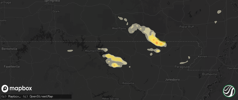 Hail map in Salem, AR on June 13, 2026
