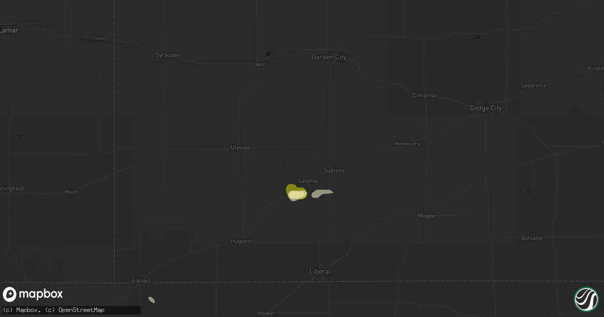 Hail map in Satanta, KS on June 13, 2026