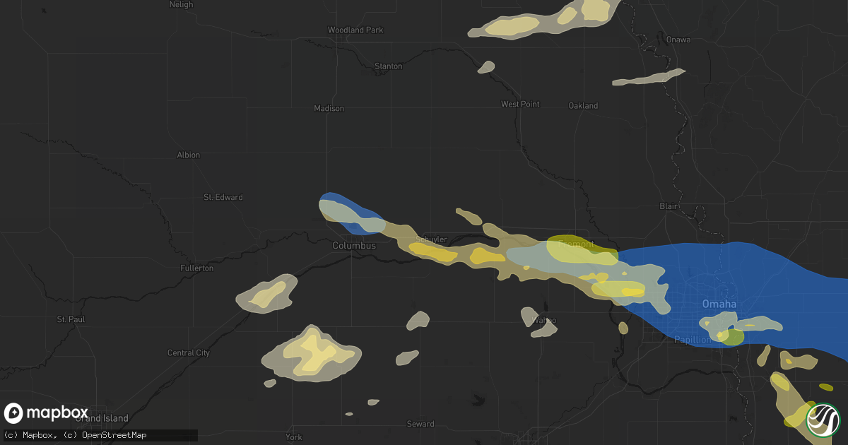 Hail map in Schuyler, NE on June 13, 2026