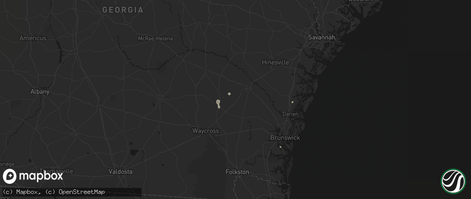 Hail map in Screven, GA on June 13, 2026