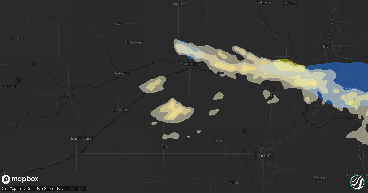 Hail map in Shelby, NE on June 13, 2026