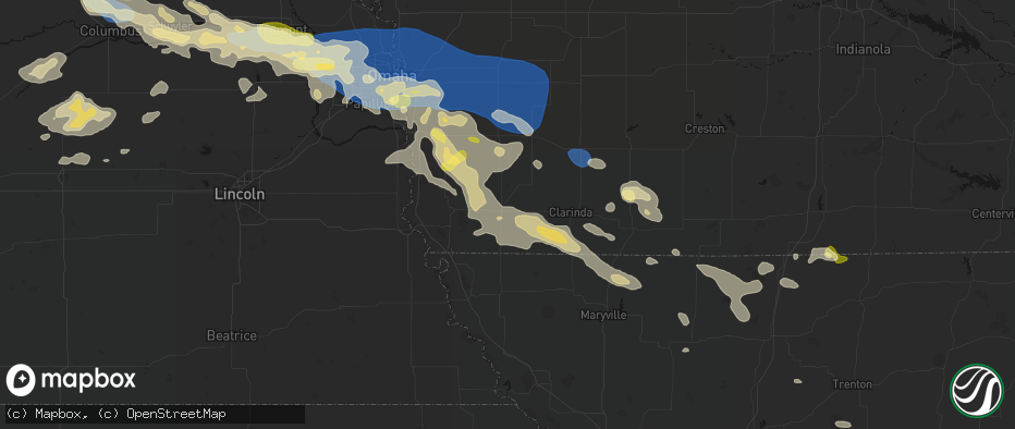 Hail map in Shenandoah, IA on June 13, 2026