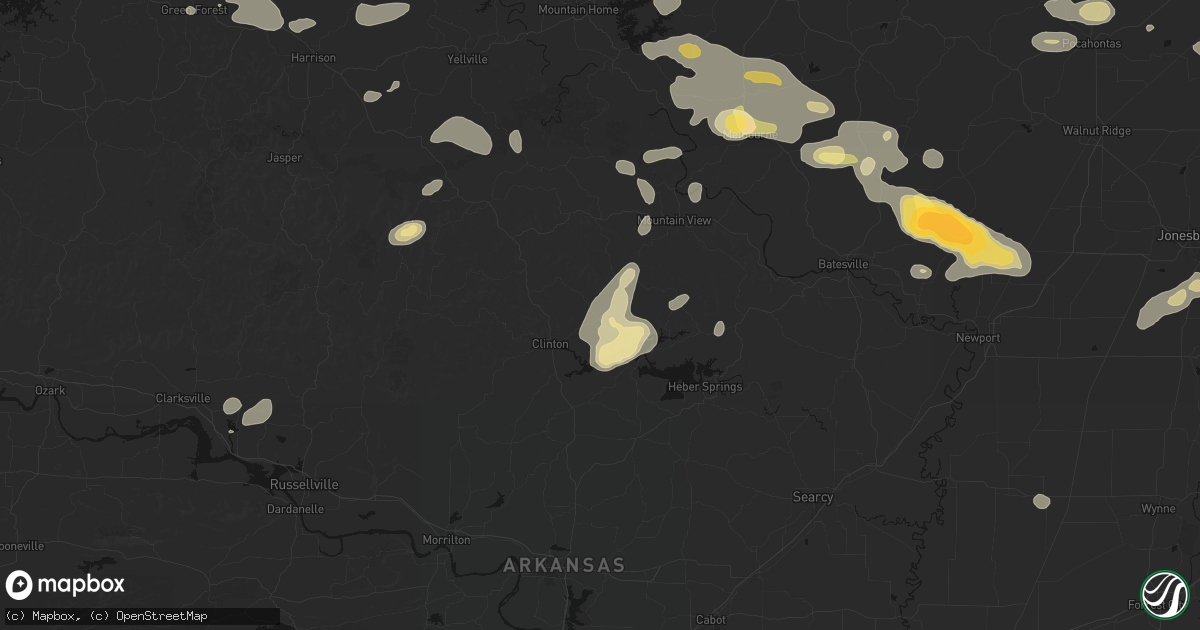 Hail map in Shirley, AR on June 13, 2026