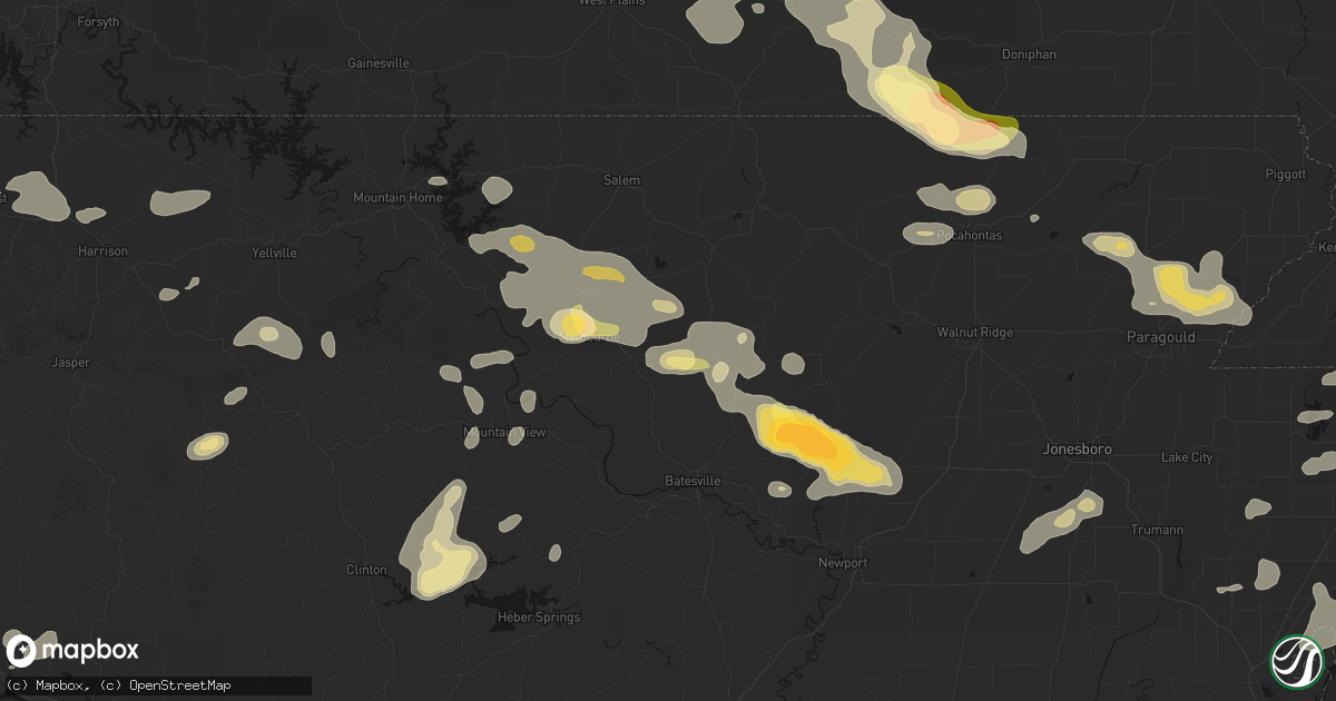 Hail map in Sidney, AR on June 13, 2026