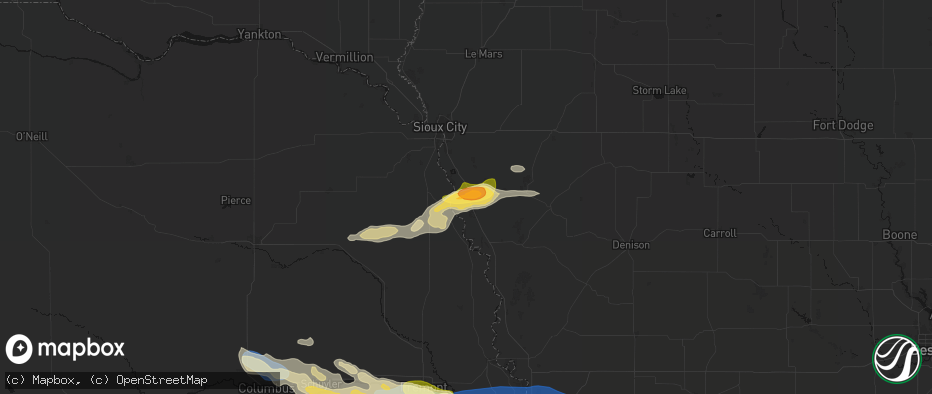 Hail map in Sloan, IA on June 13, 2026