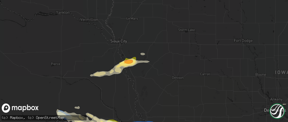 Hail map in Smithland, IA on June 13, 2026