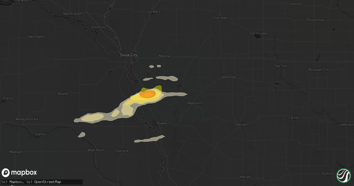 Hail map in Smithland, IA on June 13, 2026