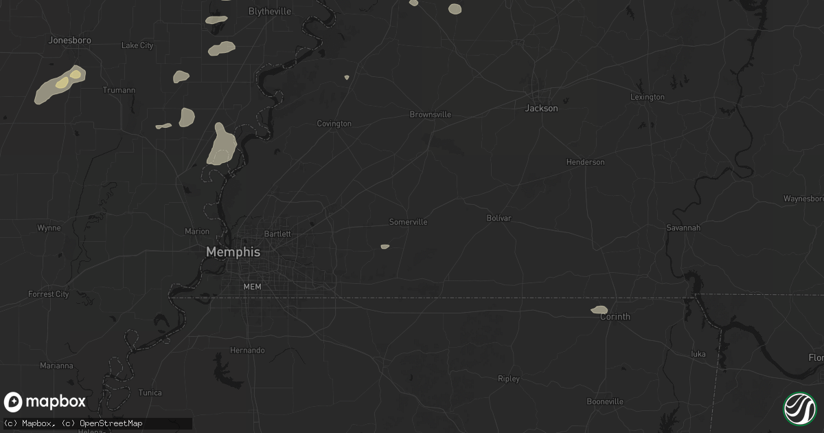 Hail map in Somerville, TN on June 13, 2026