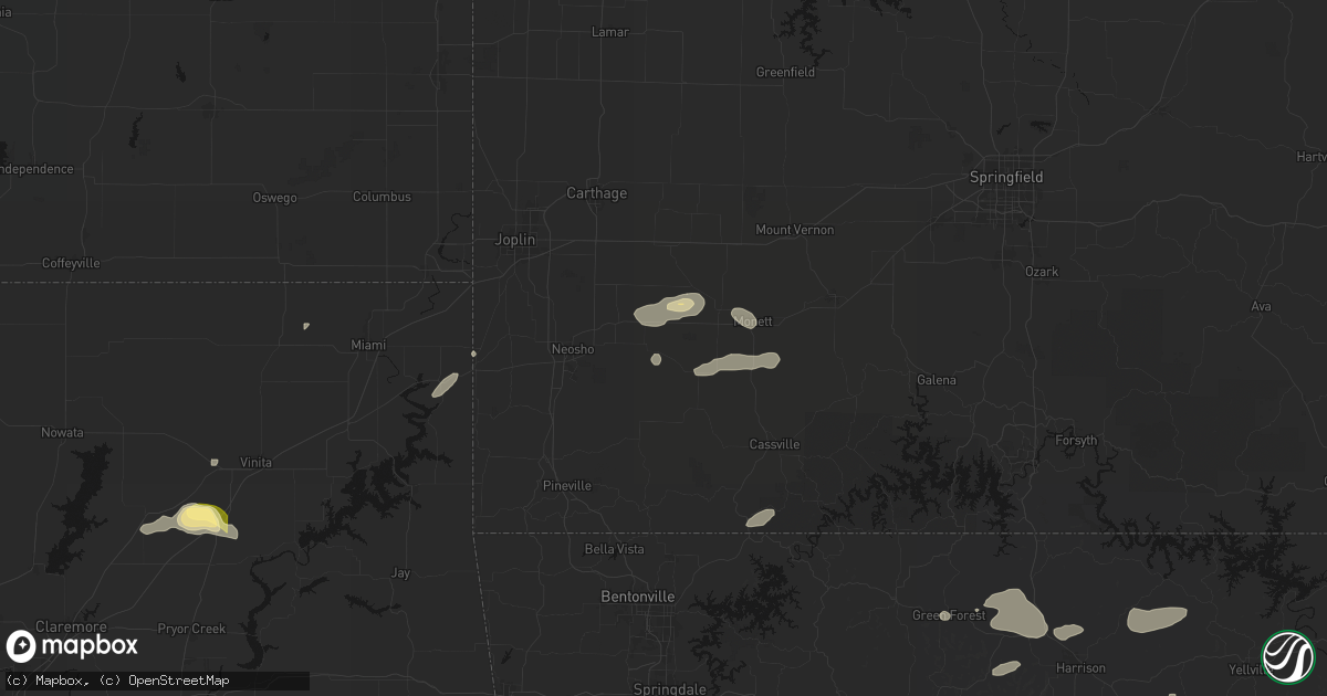Hail map in Stark City, MO on June 13, 2026