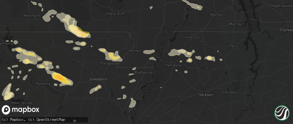 Hail map in Steele, MO on June 13, 2026