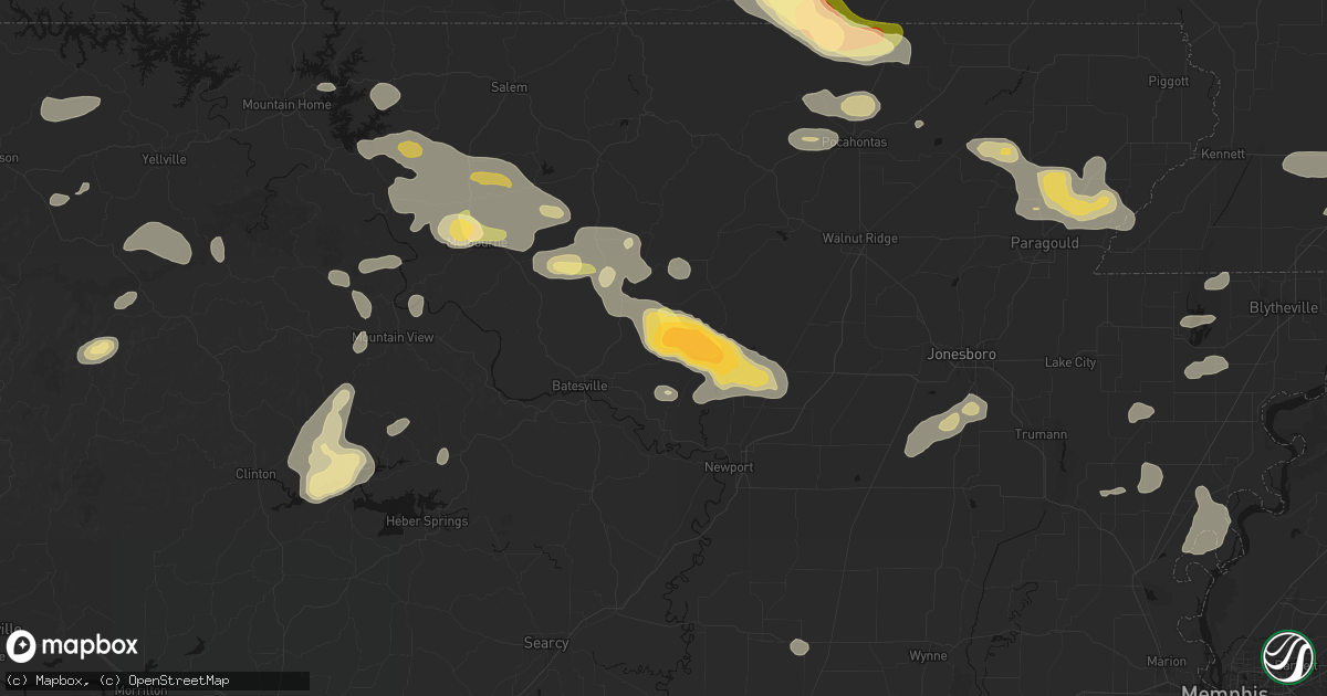 Hail map in Sulphur Rock, AR on June 13, 2026