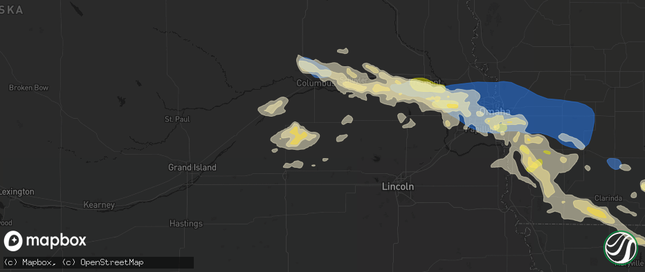 Hail map in Surprise, NE on June 13, 2026