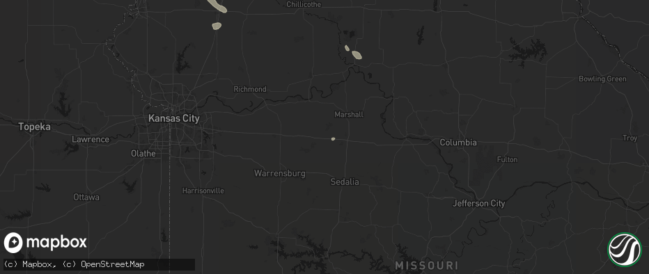 Hail map in Sweet Springs, MO on June 13, 2026