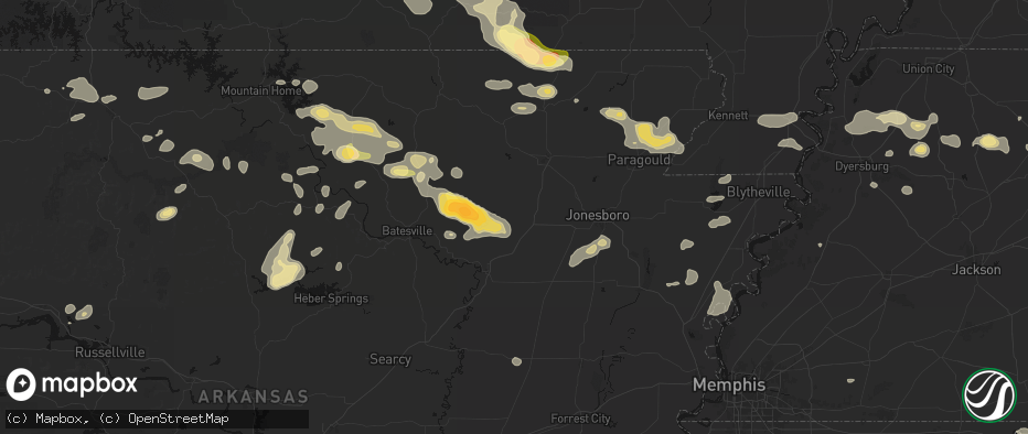 Hail map in Swifton, AR on June 13, 2026