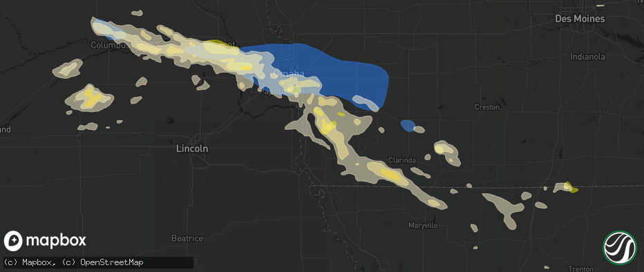 Hail map in Tabor, IA on June 13, 2026