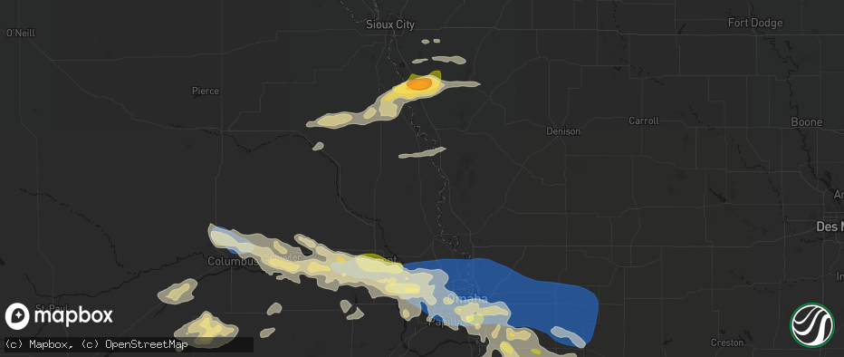 Hail map in Tekamah, NE on June 13, 2026