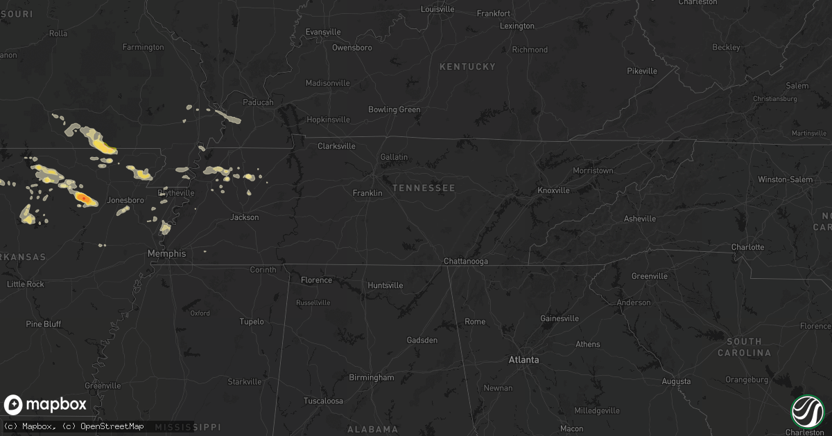 Hail map in Tennessee on June 13, 2026
