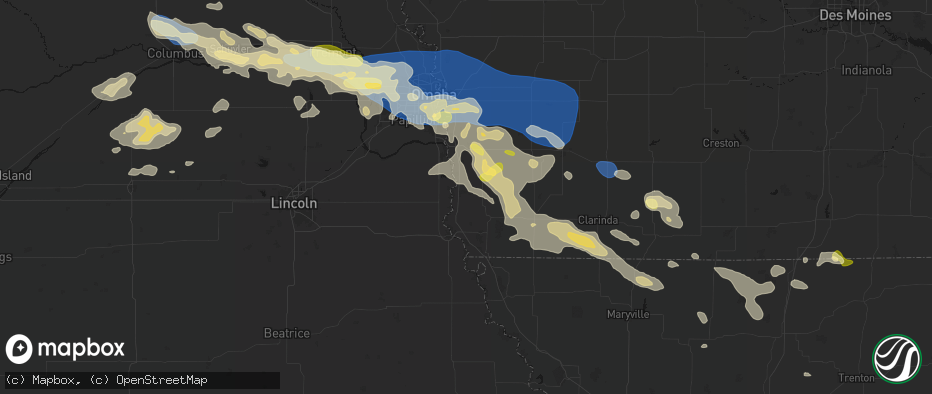 Hail map in Thurman, IA on June 13, 2026