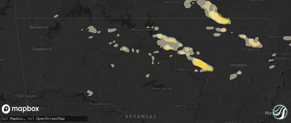Hail map in Timbo, AR on June 13, 2026