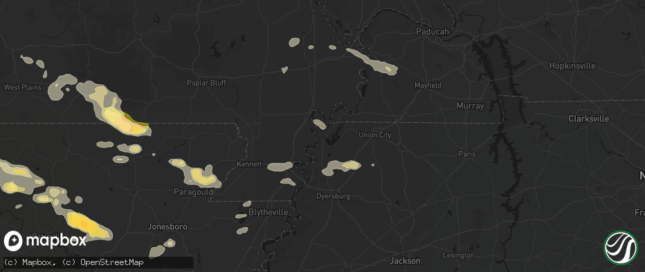 Hail map in Tiptonville, TN on June 13, 2026
