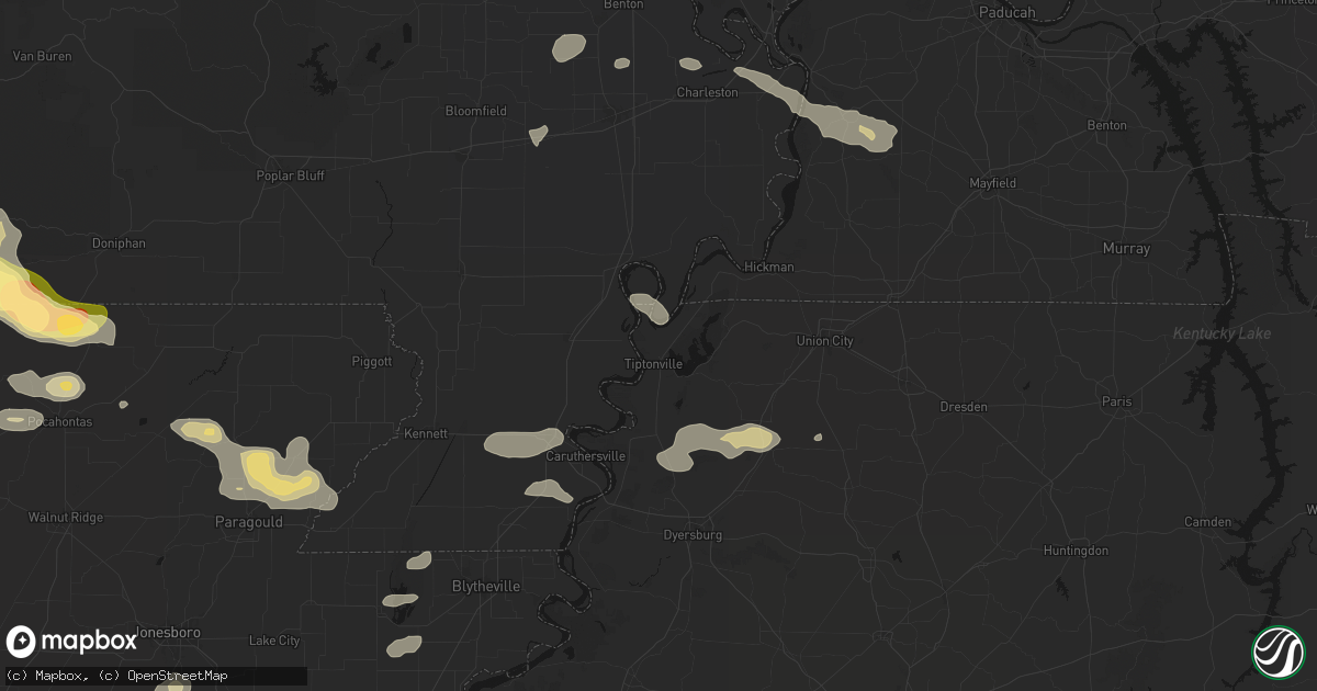 Hail map in Tiptonville, TN on June 13, 2026