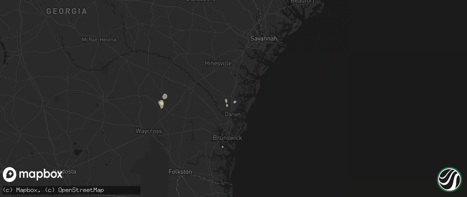 Hail map in Townsend, GA on June 13, 2026