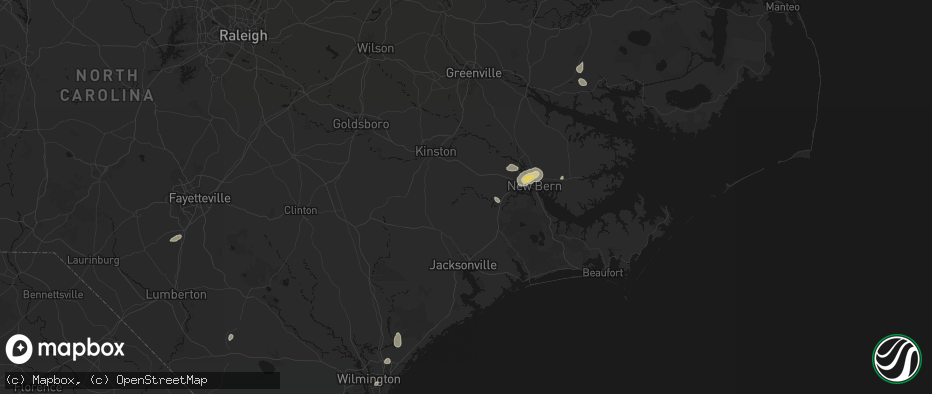 Hail map in Trenton, NC on June 13, 2026
