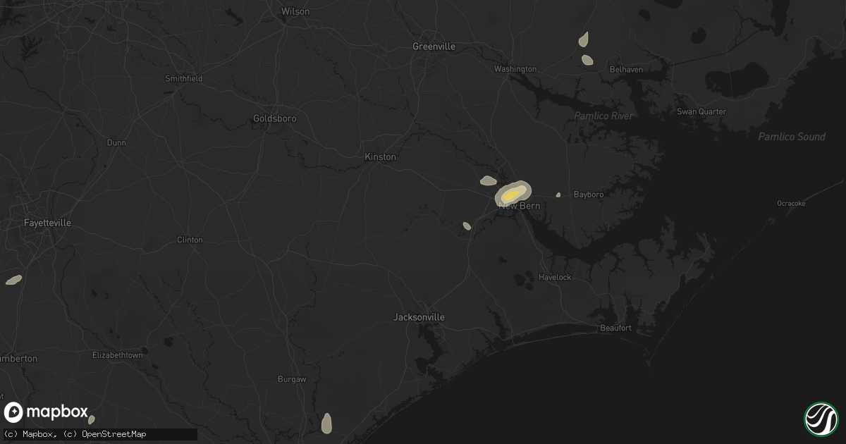 Hail map in Trenton, NC on June 13, 2026