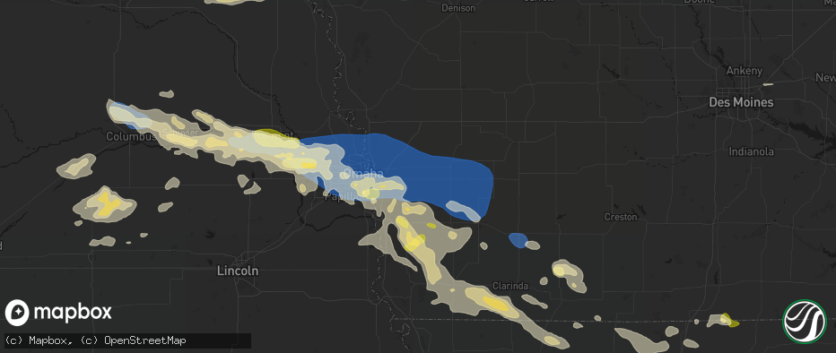 Hail map in Treynor, IA on June 13, 2026