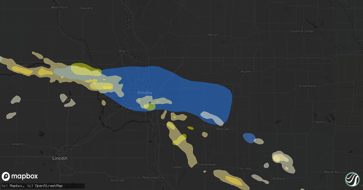 Hail map in Treynor, IA on June 13, 2026